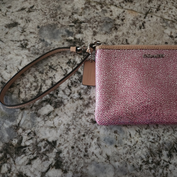 Pink sparkly COACH wristlet - Picture 2 of 3